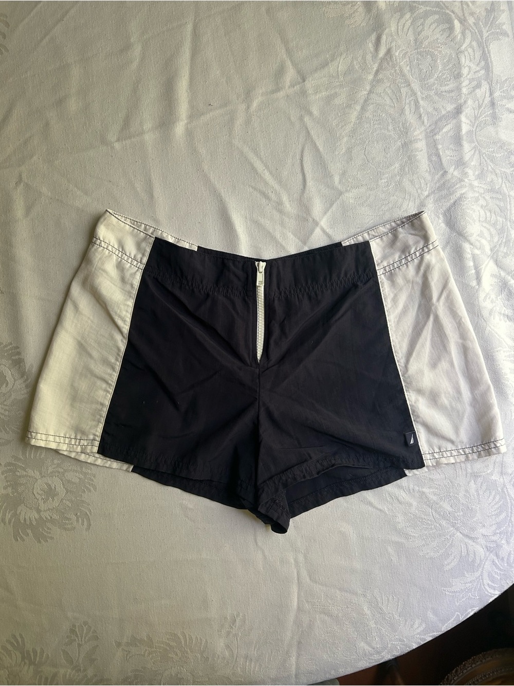 Nautica Blue and White Colorblock Women's Shorts